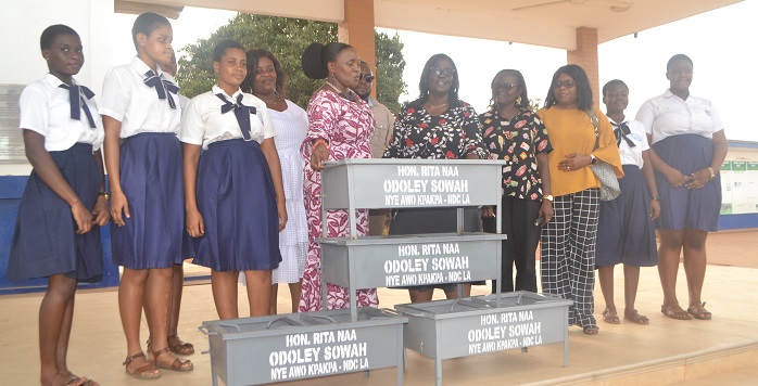 Rita Odoley Sowah presents stoves to Labone SHS Home Economics Department