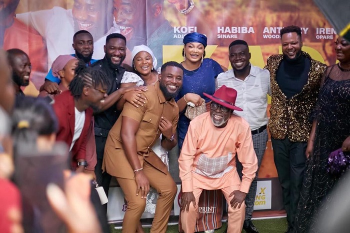 Habiba Sinare (fourth right) in a photograph with some of the casts during the premiering