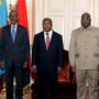 Rwanda President Paul Kagame (L), Angola President Joao Lourenco (C) and DRC President Felix Tshisekedi (R) met for talks after an upsurge in violence in eastern DRC. (AFP)
