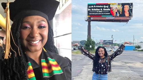 Woman rents billboard to celebrate daughter’s doctorate degree