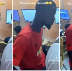Young man nearly had a mild stroke at betting centre over Man United 2:1 loss to Brighton – SAD video drops
