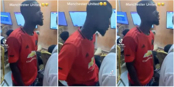 Young man nearly had a mild stroke at betting centre over Man United 2:1 loss to Brighton – SAD video drops