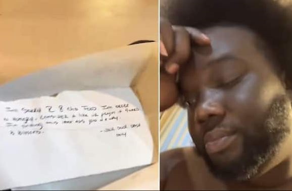 Damien Sanders received a sad note from the delivery guy