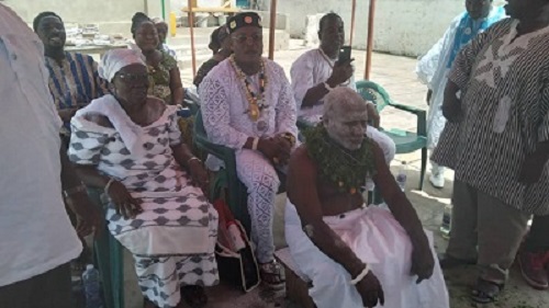• Nii Ayi Aryeetey (in front) with Abriwatia Tetteokor(left),Nii Adu Okanfrah III (middle)and Nii Tetteh Ameh II after the ceremony