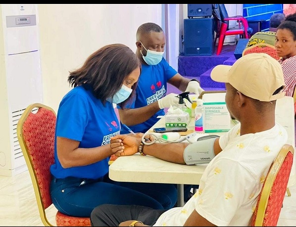 Health personnel taking screening the some people
