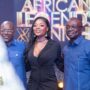 Efya poses with Mr.Akwesi Agyeman (left) and Ernest Boateng (right)