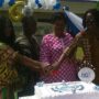 • Mrs Etwire (right) Pastor Dr Aloo( second from left) assisting Dr Cecilia Odame ( second from right) to cut the anniversary cake.