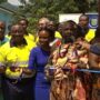 • Divisional Chief of Bosomtwe, Nana Kwabena Amponsah IV and other dignitaries cutting the tape to inaugurate the new girls dormitory