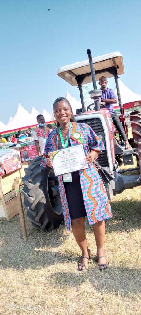 • Mrs Twumasi with
one of her awards